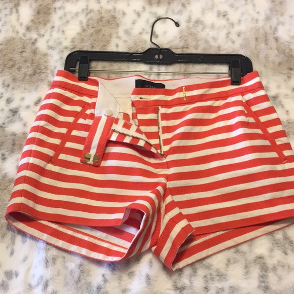 J. Crew Orange Striped Shorts 4 Like New - Picture 8 of 8